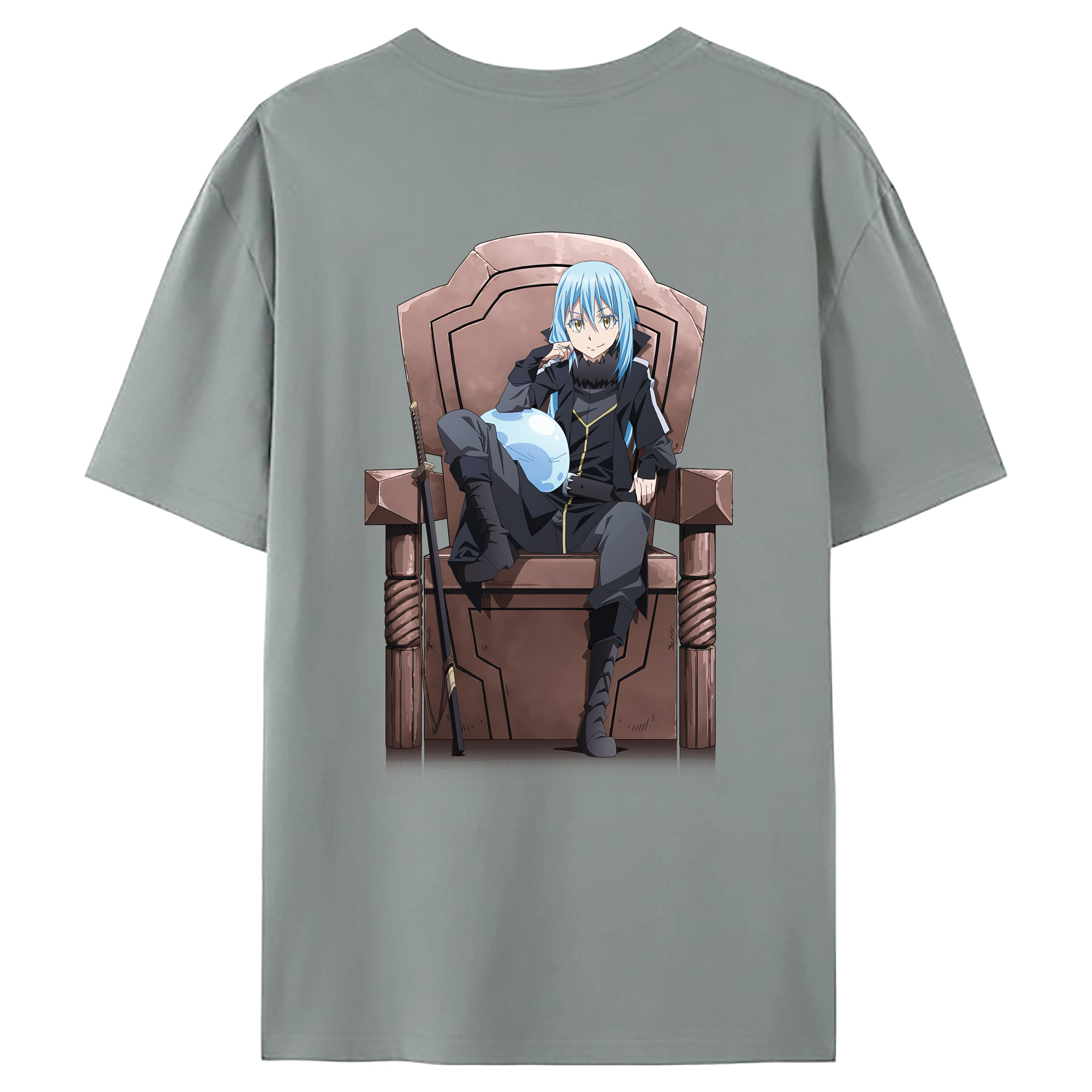 （画像用） 転スラ Regarding Reincarnated to Slime 綿100％ メンズ半袖Tシャツ（バックプリント） 通気性